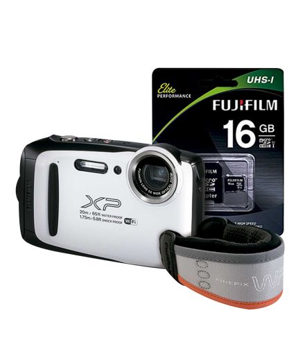 Cámara Fujifilm Finepix XP130 blanca 16mp 20m Wi Fi kit 16gb y correa