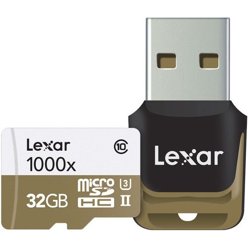 Tarjeta De Memoria Lexar 32GB Microsdhc 1000x Profesional UHS-II, CLASS 10, U3 Con Lector USB 10