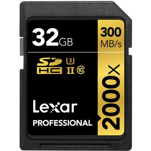 Memoria Lexar 32GB SDXC 2000x Clase 10 U3 V90 (up to 300MB/s read, up to 260MB/s write)