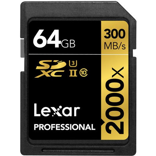 Memoria Lexar 64GB SDXC 2000x Clase 10 U3 V90 (up to 300MB/s read, up to 260MB/s write)
