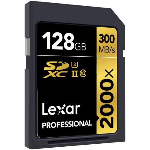 Memoria Lexar 128GB SDXC 2000x Clase 10 U3 V90 (up to 300MB/s read, up to 260MB/s write)