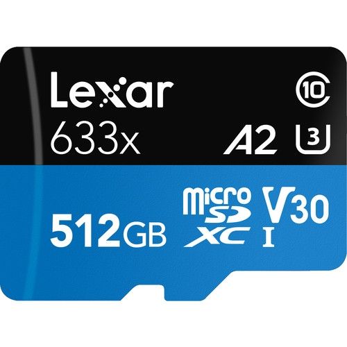 TARJETA DE MEMORIA MICROSDXC 512GB HIGH PERFORMANCE UHS-I CON ADAPTADOR SD LEXAR 633X