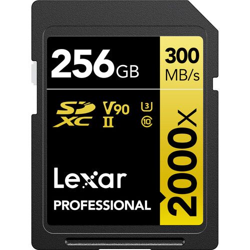 Tarjeta Lexar SDXC 2000x 256GB Clase 10 U3 V90 (up to 300MB/s read, up to 260MB/s write)