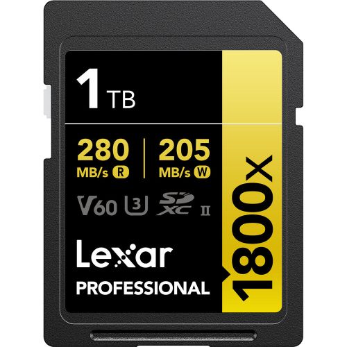 Tarjeta Lexar 1TB Professional 1800x SDXC UHS-II Class 10, U3, V60, 1800x