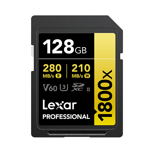 Tarjeta Lexar 128GB Professional 1800x SDXC UHS-II Class 10, U3, V60, 1800x