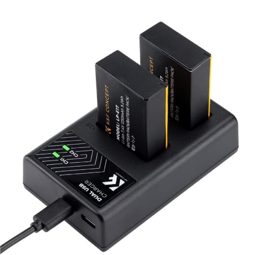 Kit de 2 Baterías K&F Concept de repuesto LP-E17, cargador dual micro USB para cámara Canon EOS RP