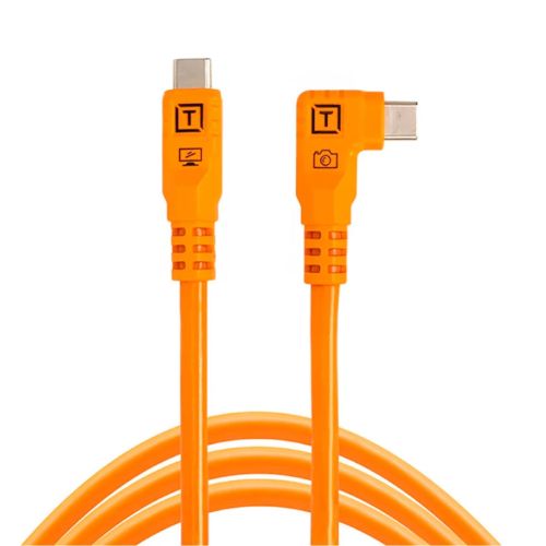 Cable USB-C TetherPro Optima de Tether Tools (3 m, naranja de alta visibilidad, ángulo recto)