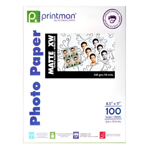 Papel Printman 8.5x11 Mate Extra Blanco 100h 10.5mils/240grs