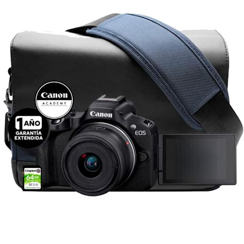 Cámara Canon EOS R50 RF-S 18-45mm F4.5-6.3 IS  STM + Maleta + Tarjeta + Garantía Extendida + Online 