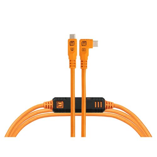 Kit de cables Tether Tools LeverLock y Optima (4.5m, naranja de alta visibilidad, en ángulo recto)