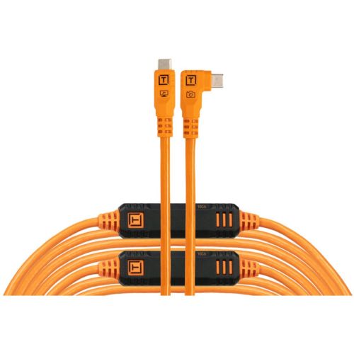 Kit de cables Tether Tools LeverLock y Optima (9.4m, naranja de alta visibilidad, ángulo recto)