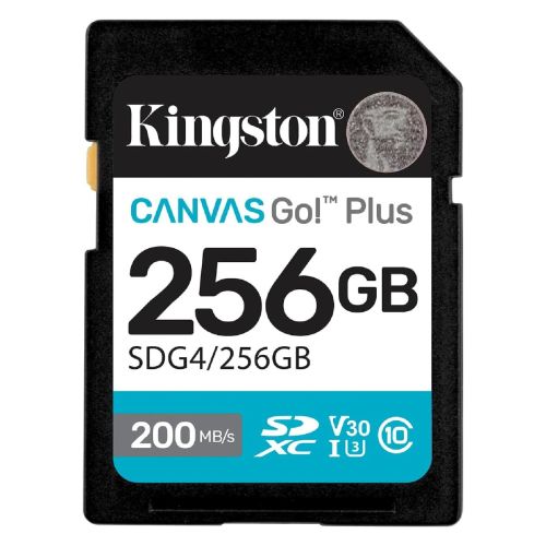 Tarjeta De Memoria Kingston Canvas Go Plus SD 256GB UHS-I U3 V30 200 MB/s
