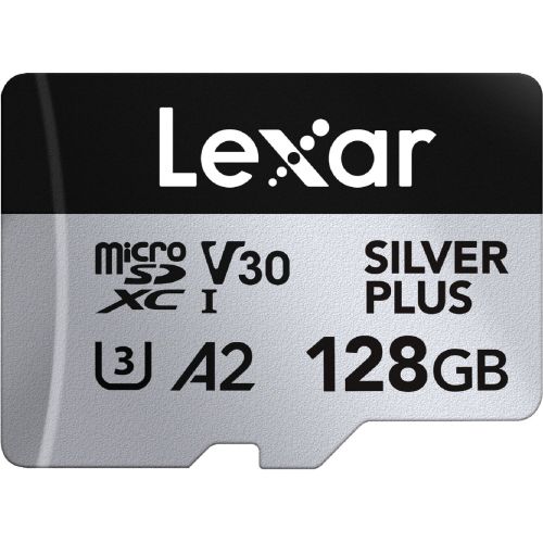 Memoria Lexar Micro 128GB SDXC SILVER PLUS UHS-I U3 V30 A2 205MB/s read, 150MB/s write speed