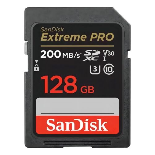 Tarjeta De Memoria SanDisk SD 128GB UHS-I U3 V30 EXTREME PRO 200 MB/s