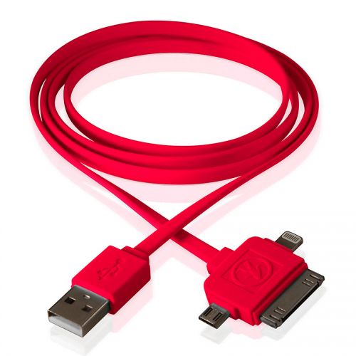 Cable USB Calamari 3 En 1 Lightning, 30 Pin, Micro USB Rojo Outdoor Tech