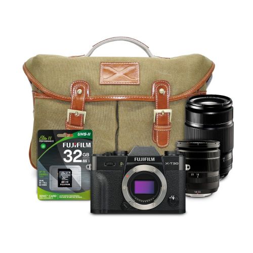 Cámara Fujifilm X-T30 Negra + XF18-55MM + XF 55-200MM + SD 32GB+ Maleta