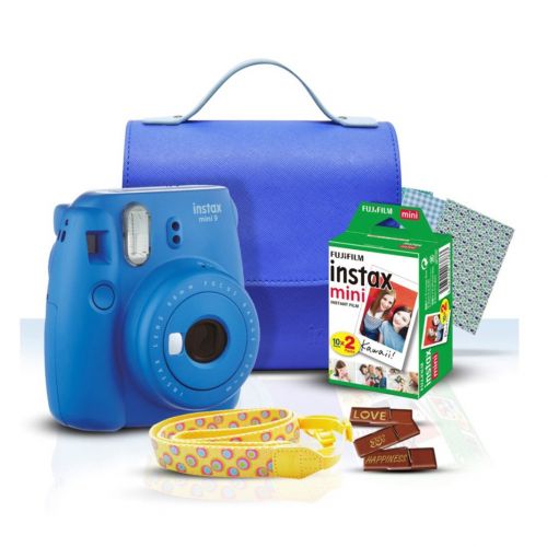 Cámara Fujifilm Instax Mini 9 Cobalto Azul Instantánea kit de inicio con estuche y accesorios