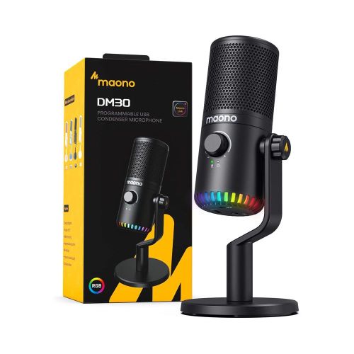 Micrófono de Condensador Maono USB Programable con Luz RGB DM30 
