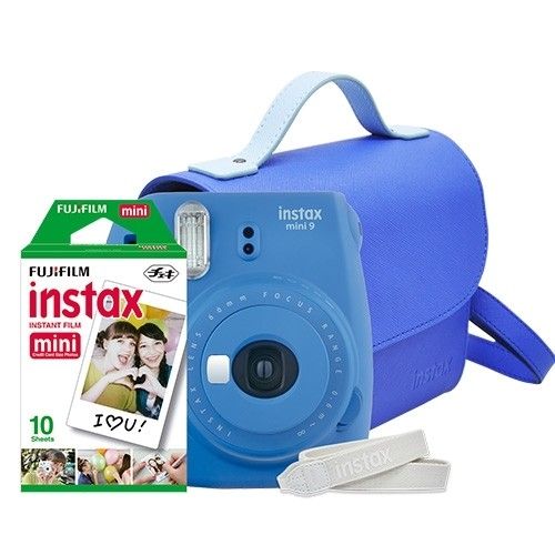 INSTAX MINI 9 COBALTO+ ESTUCHE+ CORREA +PELÍCULA