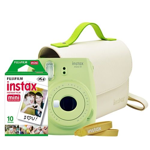 INSTAX MINI 9 LIMA+ESTUCHE+CORREA+PELÍCULA