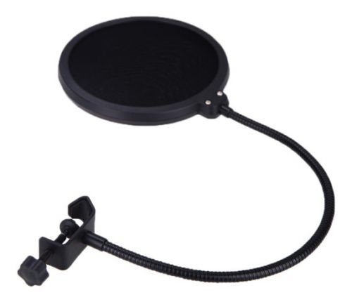 ASVS4-B Filtro anti-pop con herraje para montar en pedestal de micrófono, 4", color negro.