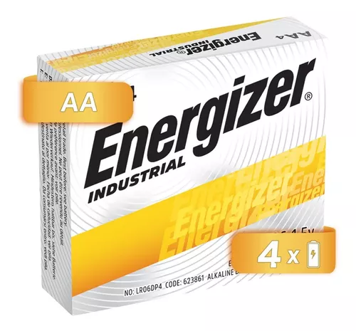 Pila Energizer AA caja con 4 pilas Industrial Alcalina