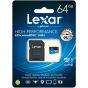 Memoria Lexar 64GB microSDHC 633x microSDXC U High Performance UHS-I Con Adaptador SD