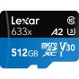 TARJETA DE MEMORIA MICROSDXC 512GB HIGH PERFORMANCE UHS-I CON ADAPTADOR SD LEXAR 633X