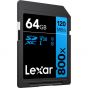 Tarjeta de Memoria Lexar 64GB 800X U3 SDXC/UHS-I Clase 10 120MB/S