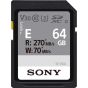 Tarjeta Sony 64GB SDXC UHS-II  SF-E T2 V30 Clase10 Lectura: 270MB/S Escritura: 45MB/S