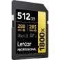 Tarjeta Lexar 512GB Professional 1800x SDXC UHS-II Class 10, U3, V60, 1800x