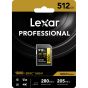 Tarjeta Lexar 512GB Professional 1800x SDXC UHS-II Class 10, U3, V60, 1800x