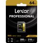 Tarjeta Lexar 64GB Professional 1800x SDXC UHS-II Class 10, U3, V60, 1800x 