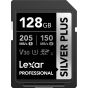 Memoria Lexar 128GB SDXC Professional SILVER PLUS UHS Up to 205MB/s read, 150MB/s write speed 
