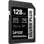 Memoria Lexar 128GB SDXC Professional SILVER PLUS UHS Up to 205MB/s read, 150MB/s write speed