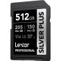 Memoria Lexar 512GB SDXC Professional SILVER PLUS UHS Up to 205MB/s read, 150MB/s write speed