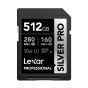 Memoria Lexar 512GB SDXC Silver Pro Class 10, U3, V60,  up to 280MB/s read, up to 160MB/s write