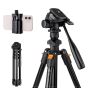Tripie K&F Concept K234A0 de Aluminio Cabezal 360° con Soporte Celular