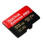 Tarjeta de Memoria SanDisk Micro SD 512 UHS-I U3 V30 A2 EXTREME PRO 200MB/s 	