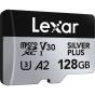 Memoria Lexar Micro 128GB SDXC SILVER PLUS UHS-I U3 V30 A2 205MB/s read, 150MB/s write speed