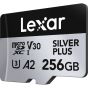 Memoria Lexar Micro 256GB SDXC SILVER PLUS UHS-I U3 V30 A2 205MB/s read, 150MB/s write speed