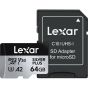 Memoria Lexar Micro 64GB SDXC SILVER PLUS UHS-I U3 V30 A2 205MB/s read, 100MB/s write speed