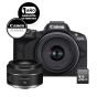 Cámara Canon EOS R50 RF 18-45mm + RF 50 F1.8 STM + SD32G + Online Academy Vlogger +Garantia Extendia