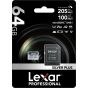 Memoria Lexar Micro 64GB SDXC SILVER PLUS UHS-I U3 V30 A2 205MB/s read, 100MB/s write speed