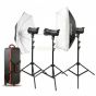 Kit De Iluminación Godox De Estudio QS400-D II, 3 Cabezas 1200 Watts