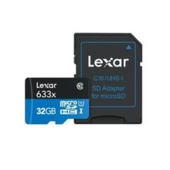 Tarjeta De Memoria 32GB 633x microSDHC / microSDXC U High Performance UHS-I Con Adaptador SD Lexar