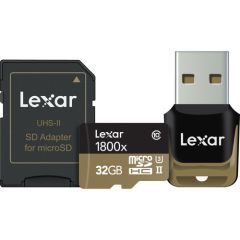 Tarjeta Lexar 32GB Microsdhc Professional UHS-II Class 10, U3 Con Lector USB 1800X