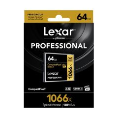 Tarjeta De Memoria 64GB Compactflash 1066X Professional UDMA 7 Lexar