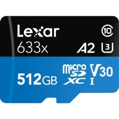 Memoria Lexar microSDHC 512GB 633x con adaptador SD  / microSDXC U High Performance UHS-I