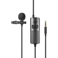 Micrófono Lavalier omnidireccional Godox LMS-60G con ganancia ajustable, y cable de 6mts